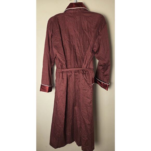 Bown of London Mens L Luxury Dressing Gown Robe Lightweight Mock Silk Burgundy - Picture 7 of 8